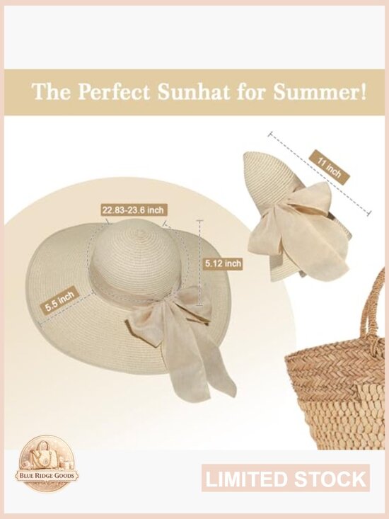Sun Beach Straw Woven Hat Wide Brim Foldable Packable Adjustable Chin Strap UV main image 4